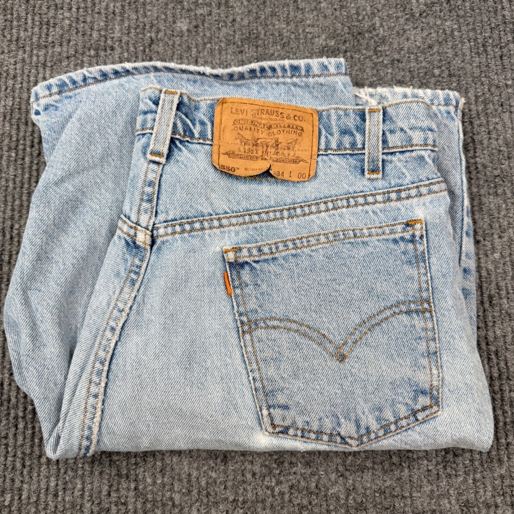 Levi's Denim Shorts Men 34 Blue 550 Relaxed Fit Orange Tab Vintage 90s
